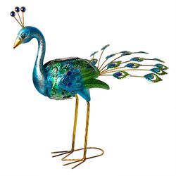 Alpine Multicolored Iron 11 in. H Peacock Kinetic Outdoor Solar Decor