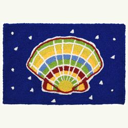 Jellybean 20 in. W X 30 in. L Multi-color Painted Clam Shell Polyester Accent Rug
