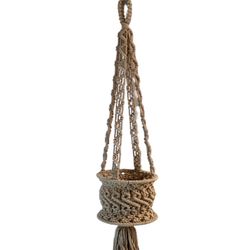 Primitive Planters 34 in. H X 3 in. L Tan Cotton Hanging Planter