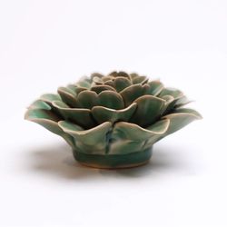 Chive English Garden 1.6 in. H X 3.5 in. L Glazed Pastel Green Ceramic Rose Wall Flower