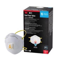 3M Cool Flow N95 Disposable Particulate Respirator Valved White 15 pk