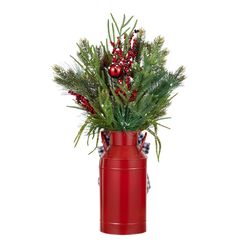 Glitzhome Multicolored Christmas Poinsettia Floral Potted Porch Tree Centerpiece 35 in.