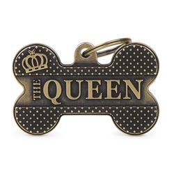 MyFamily Bronx Gold Bone Queen Metal Dog Pet Tags X-Large