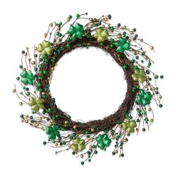Glitzhome Shamrock Berry Wreath Polyester 1 each 20 in.