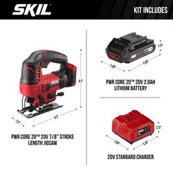 SKIL 20V PWR CORE 20 Cordless Orbital Jig Saw Kit (Battery & Charger)