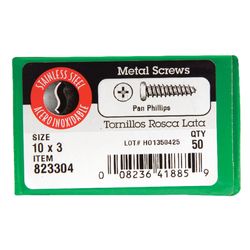 HILLMAN No. 10 Ga. X 3 in. L Phillips Pan Head Sheet Metal Screws 50 pk