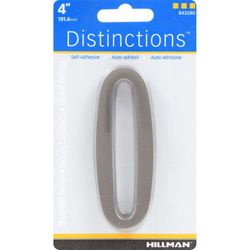 HILLMAN Distinctions 4 in. Silver Zinc Die-Cast Self-Adhesive Number 0 1 pc