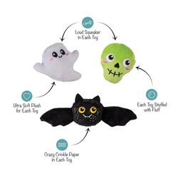 Pet Shop by Fringe Studio Multicolored Plush Boo Yah Dog Toy 3 pk