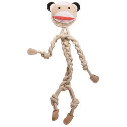 HuggleHounds Knottie For Dog Multicolored Jute Stuey Sock Monkey Rope Squeaky Dog Toy Large 1 pk