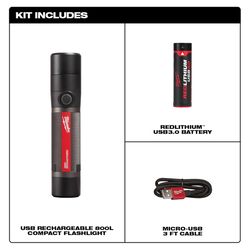 Milwaukee 800 lm Black/Red LED Rechargeable Rechargeable Flashlight
