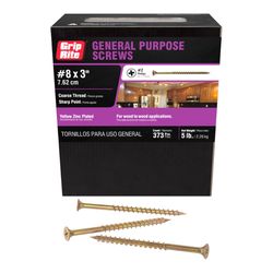 Grip-Rite No. 8 X 3 in. L Phillips Zinc-Plated Coarse Wood Screws 373 pk