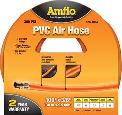Amflo 100 ft. L X 3/8 in. D Polyvinyl Air Hose 300 psi Orange