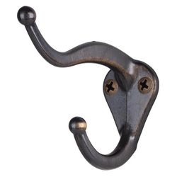 Ace 3 in. L Antique Brass Gold Brass Small Coat and Hat Hook 2 pk