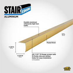M-D Building Products 1.125 in. H X 1.125 in. W X 72 in. L Satin Brass Aluminum Stair Edge