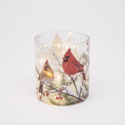 Gerson Lighted Glass Holiday Cardinal Luminary 5 in.
