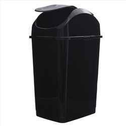 Superio Brand 5 qt Black Plastic Slim Swing Trash Can