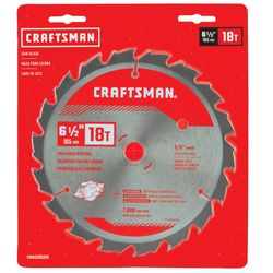 CRAFTSMAN 6-1/2 in. D X 5/8 in. Thin Kerf Carbide Circular Saw Blade 18 teeth 1 pk