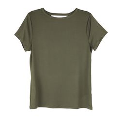 FitKicks Crossover M Short Sleeve Women's Round Neck Green Cross Back Tee Shirt