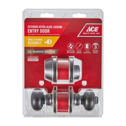 Ace Colonial Knob Oil Rubbed Bronze Deadbolt and Entry Door Knob KW1 1-3/4 in.