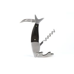 KIKKERLAND Black/Silver Stainless Steel/Wood Corkscrew