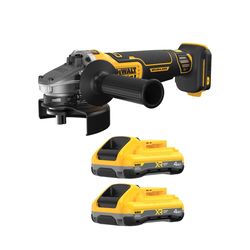 DEWALT 20V MAX XR 2x 4Ah Battery Kit with DEWALT 20V MAX XR 4-1/2-in - 5-in. Angle Grinder
