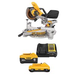 DEWALT 20V MAX* 7-1/4 in. Miter Saw with DEWALT 20V MAX* 4 Ah and 6 Ah Battery & Charger Kit