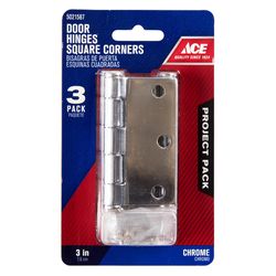 Ace 3 in. L Chrome Residential Door Hinge 3 pk