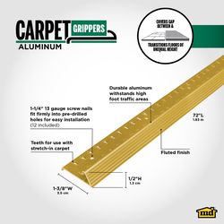 M-D Building Products 0.5 in. H X 1.375 in. W X 72 in. L Satin Brass Aluminum Carpet Gripper