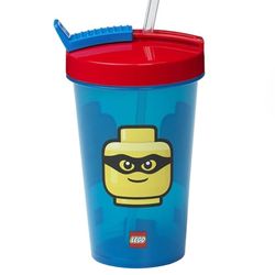 LEGO 17 oz Iconic Emoticon Blue/Red Tumbler Lid and Straw