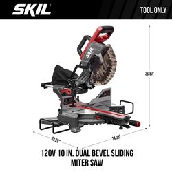 SKIL 15 amps 10 in. Corded Dual-Bevel Sliding Compound Miter Saw Tool Only