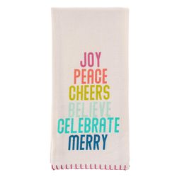 Karma Multicolored Cotton Joy, Peace, Cheers Tea Towel 1 pk
