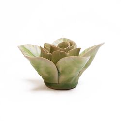 Chive English Garden 2 in. H X 4.3 in. L Glazed Green Ceramic Lotus Wall Flower