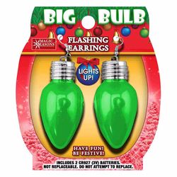 Magic Seasons Christmas Big Bulb Flashing Earrings Plastic 1 pk