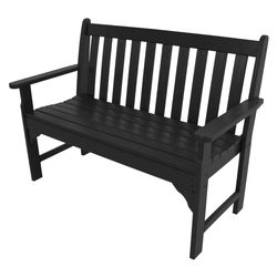 Ivy Terrace Black HDPE Traditional Garden Bench 35.25 in. H X 24 in. L X 48.5 in. D
