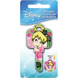 HILLMAN Disney Tinkerbell Fairy with Roses House Key Blank 68 Single For Schlage Locks Multicolored
