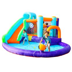 CocoNut Castles Bouncy Slide Water Park Multicolored 10 pc