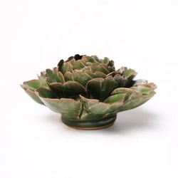 Chive English Garden 2.6 in. H X 5.5 in. L Glazed Green Ceramic Cabbage Flower Wall Flower