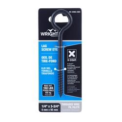 Wright 1/4 in. D X 3-3/4 in. L Black Steel Lag Screw Eye 150 lb 1 pk