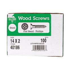 HILLMAN No. 14 Ga. X 2 in. L Phillips Zinc-Plated Coarse Wood Screws 100 pk