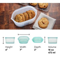 Zip Top 16 oz Teal Food Storage 1 pk