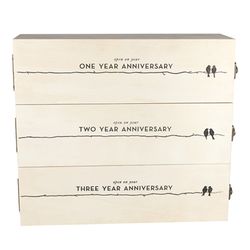 TWINE Boulevard Newlywed's Anniversary Box Beige/Black Wood Wine Box