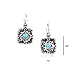 Montana Silversmiths Women's Desert Sage TQ Dangle Square Silver/Turquoise Earrings One Size Fits Mo
