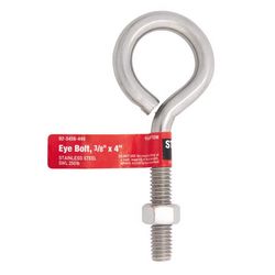 Hampton 3/8 in. X 4 in. L Stainless Stainless Steel Eyebolt Nut Included