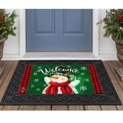 Briarwood Lane 30 in. W X 18 in. L Multi-Color Snowman In Lights Polyester Door Mat
