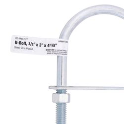 Hampton 3/8 in. X 3 in. W X 4-1/8 in. L Coarse Zinc-Plated Steel U-Bolt