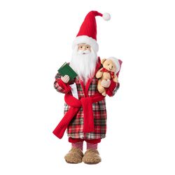 Glitzhome Faux Fur Christmas Bathrobe Santa Table Decor 18 in.