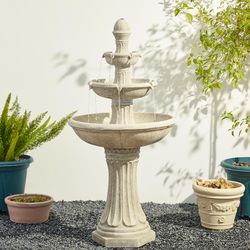Glitzhome Resin Sand Beige 47.25 in. H Terrazzo Outdoor Fountain