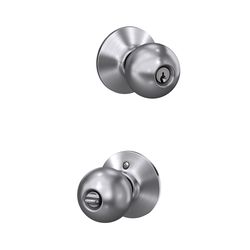 Schlage F Series Orbit Satin Chrome Entry Knobs 1-3/4 in.