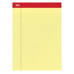 Office Depot 8-1/2 in. W X 11-3/4 in. L College Ruled Double Stitched Yellow Perforated Writing Pads