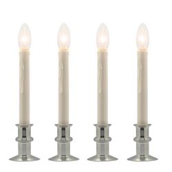 Celestial Lights Brushed Nickel No Scent Dual Intensity REMOTE HUGGER Battery Operated 4pk Candle 6.